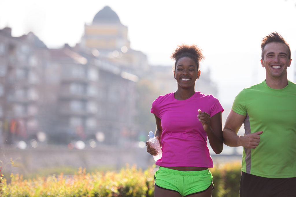 young couple jogging