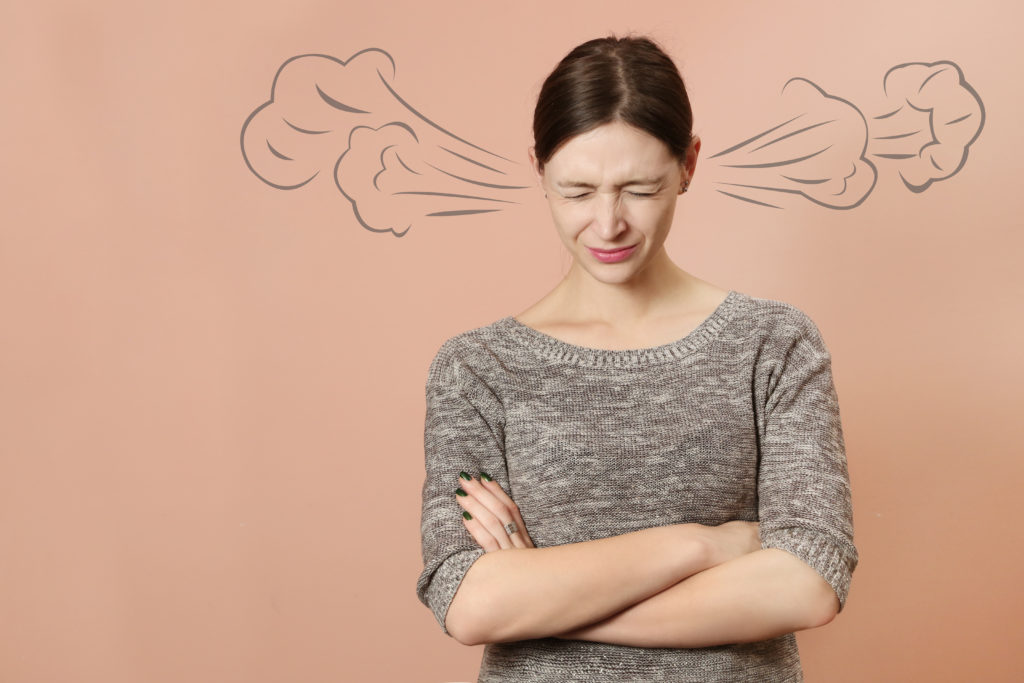 woman with steam coming out ears