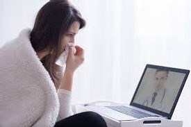 woman with a cold telemedicine visit